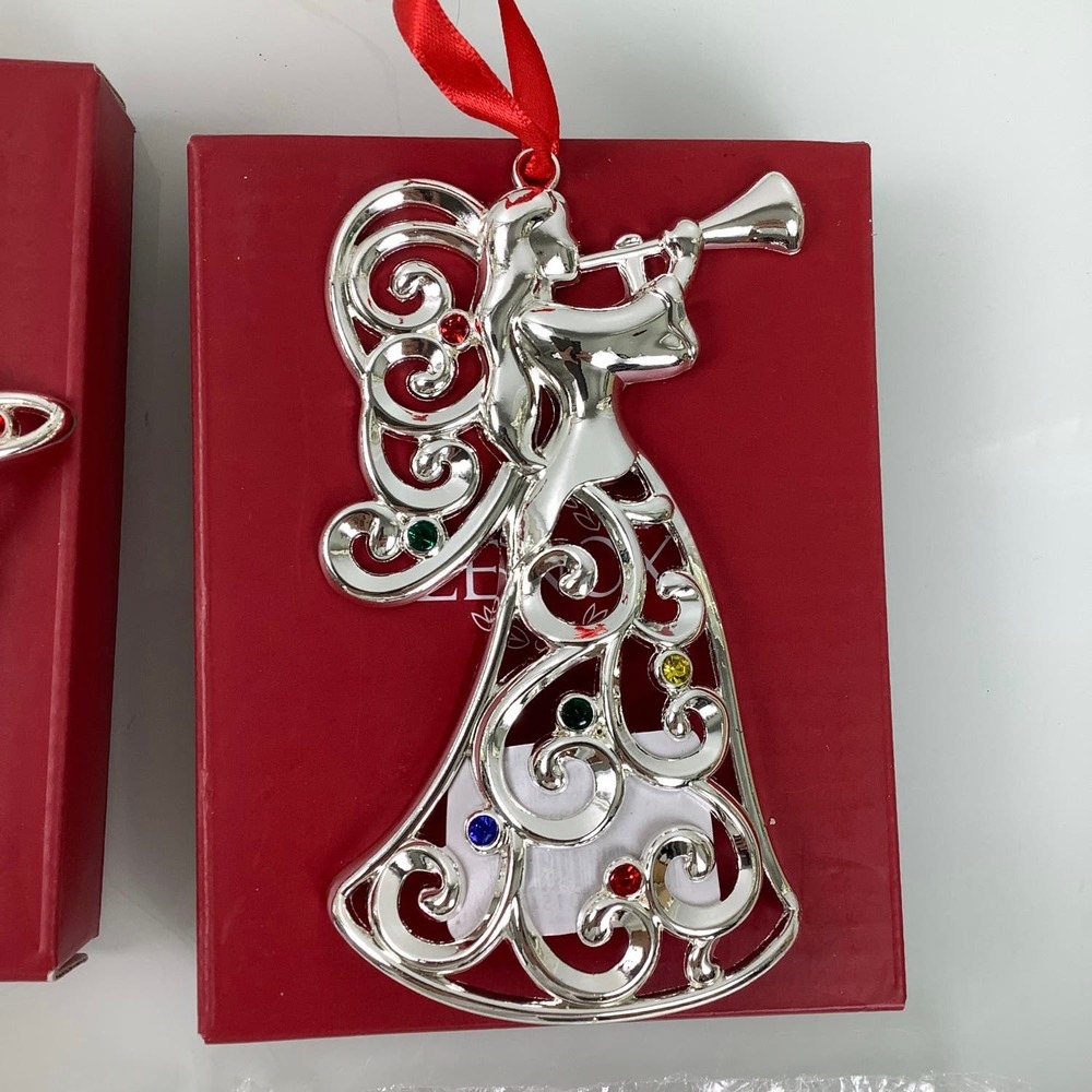 Lenox Sparkle And Scroll Angel Star Wreath ornaments New open box - Picture 5 of 12